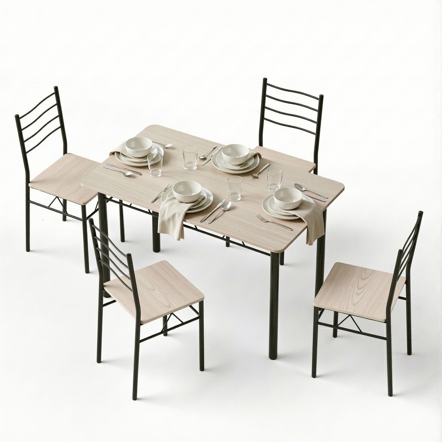 Modern Oak Dining Set Compact 120x70x76cm