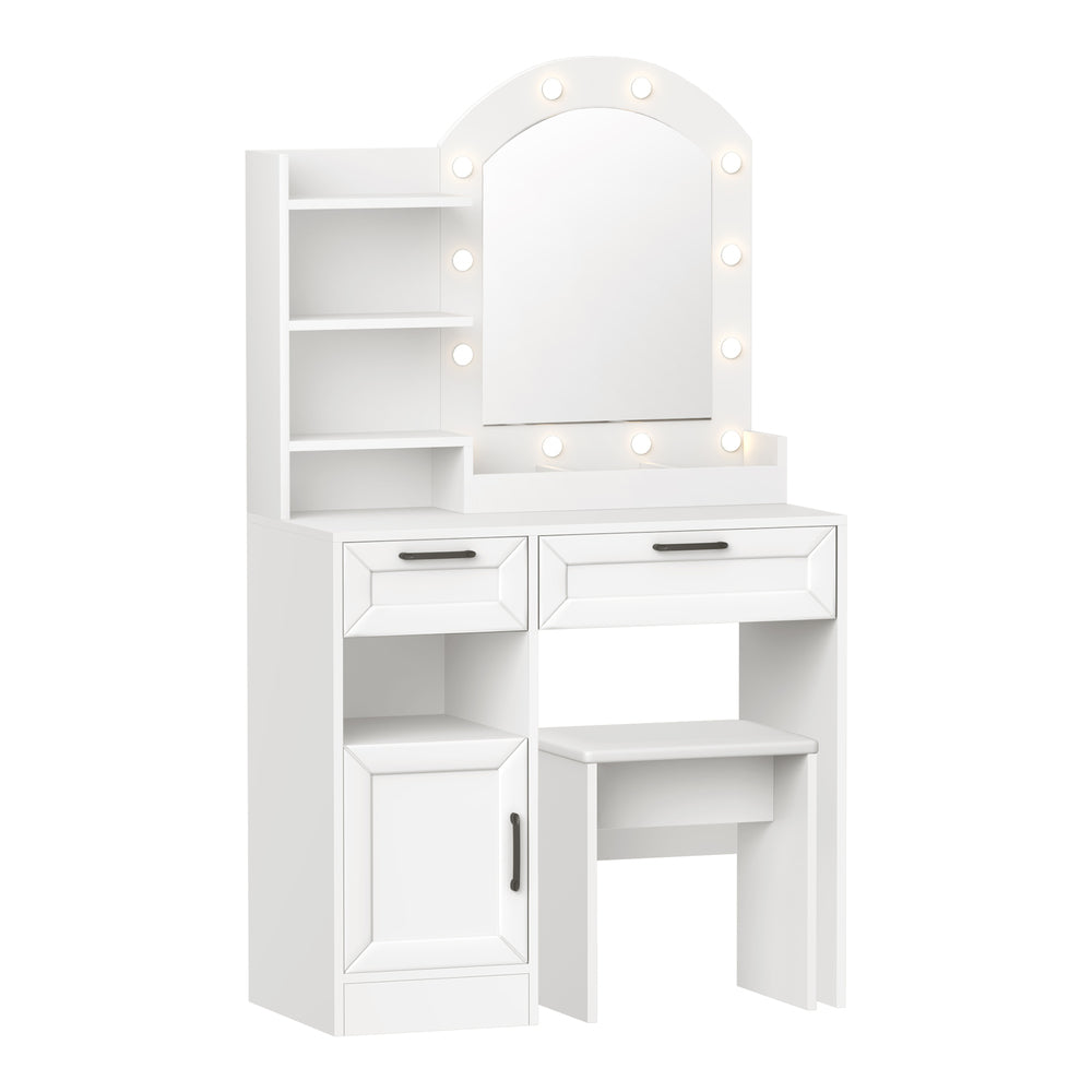 Dressing Table Stool Set Arch Mirror 12 LED | Simpledeals