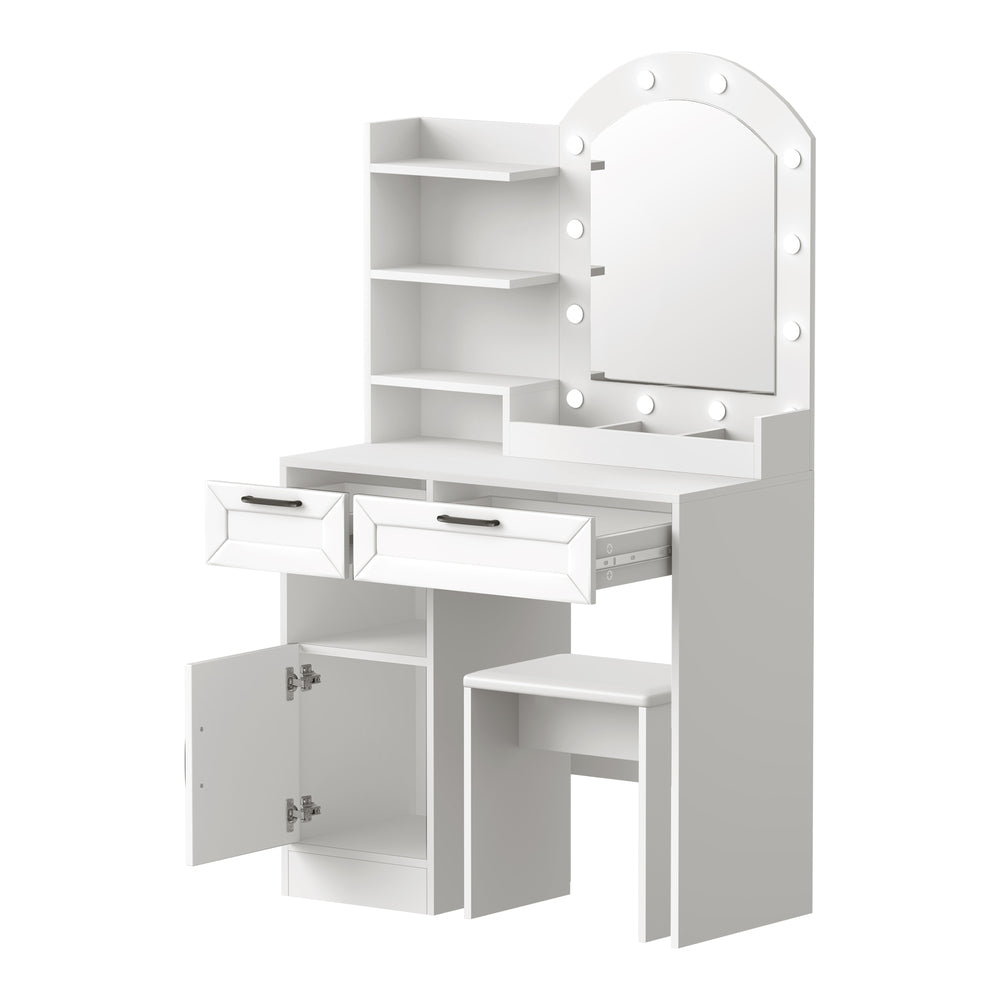 Dressing Table Stool Set Arch Mirror 12 LED | Simpledeals
