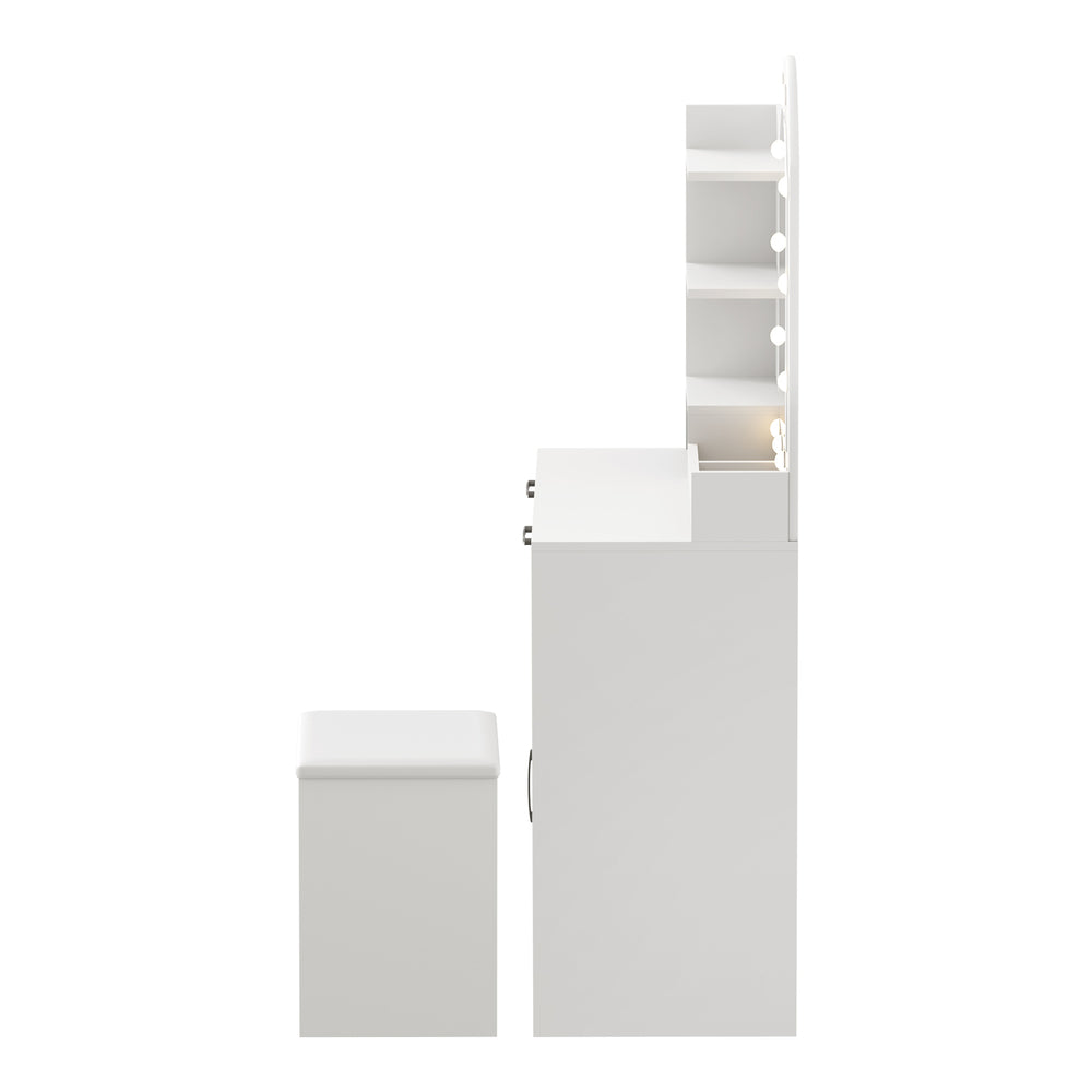 Dressing Table Stool Set Arch Mirror 12 LED | Simpledeals