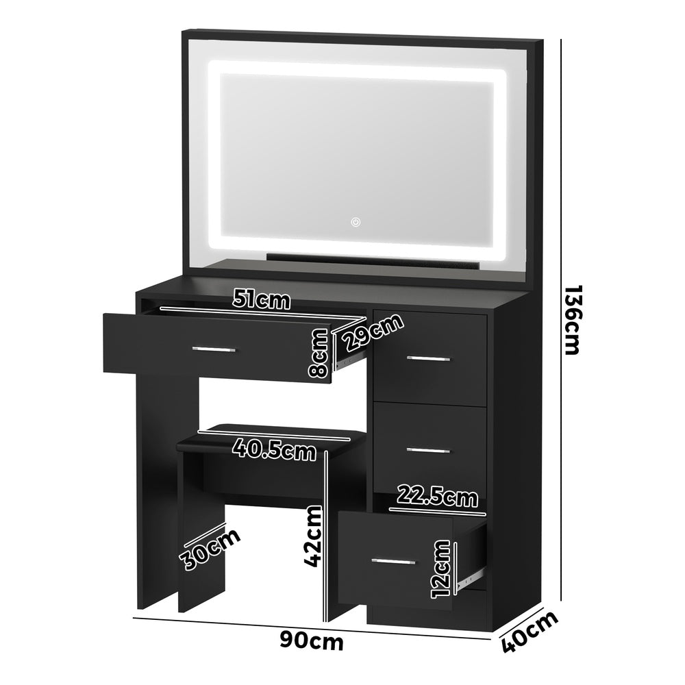 Dressing Table Stool Set Large Mirror LED Light
