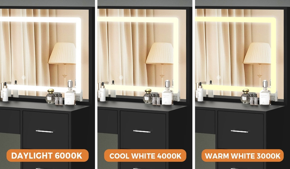 Dressing Table Stool Set Large Mirror LED Light