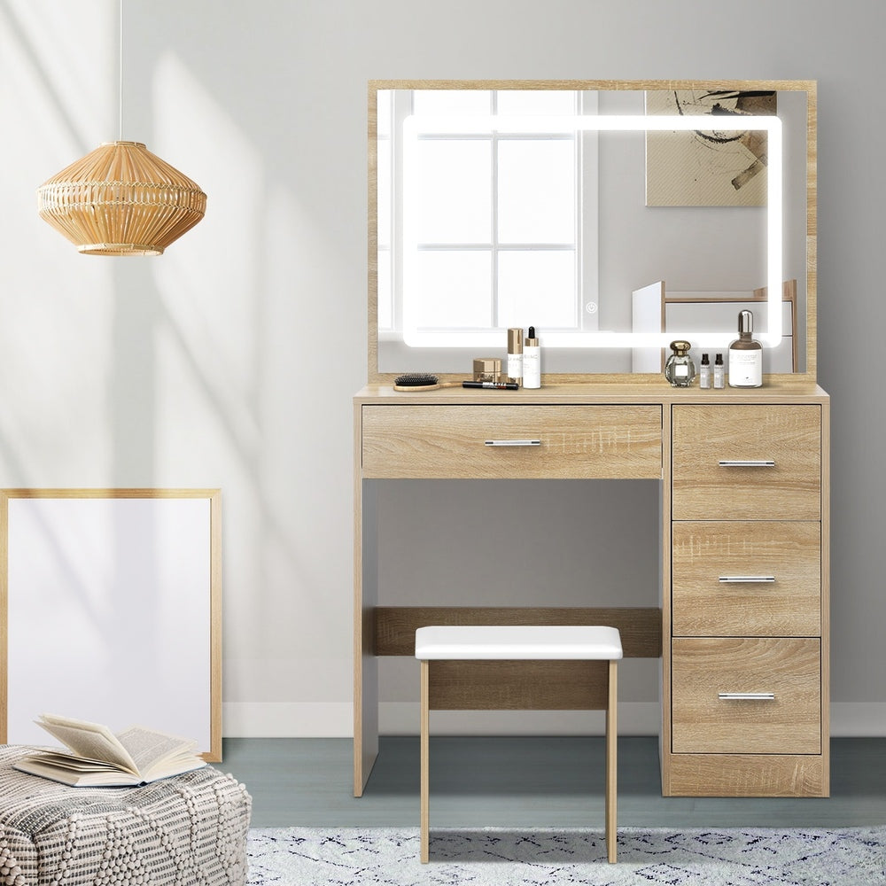 Dressing Table Stool Set Large Mirror LED Light