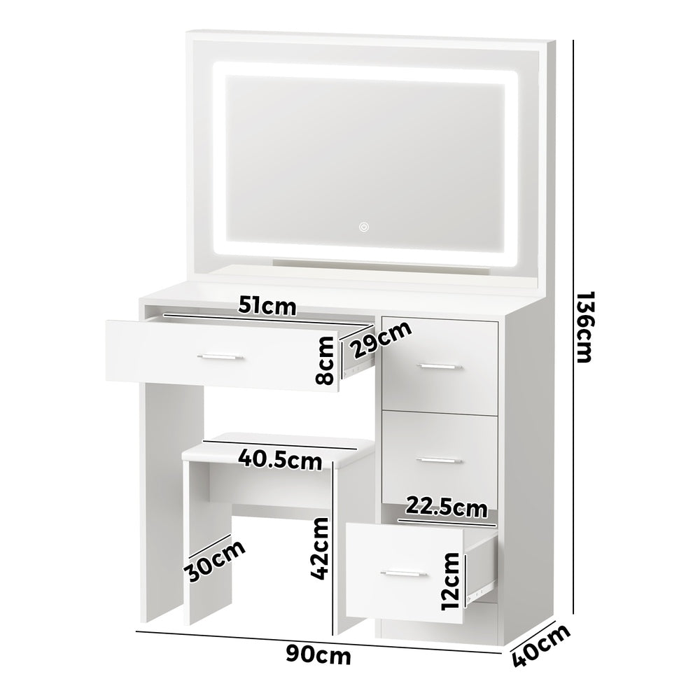 Dressing Table Stool Set Large Mirror LED Light