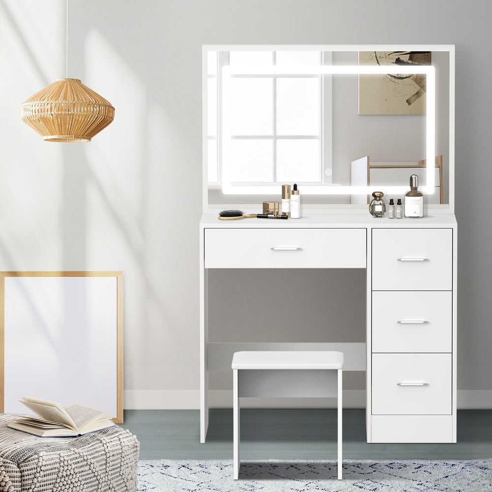 Dressing Table Stool Set Large Mirror LED Light