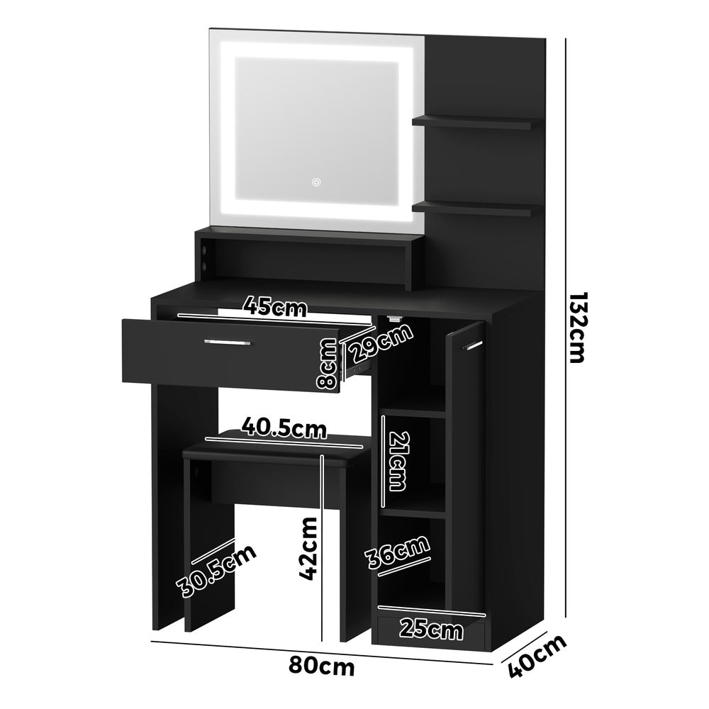 Dressing Table Stool Set LED Light Large Cabinet