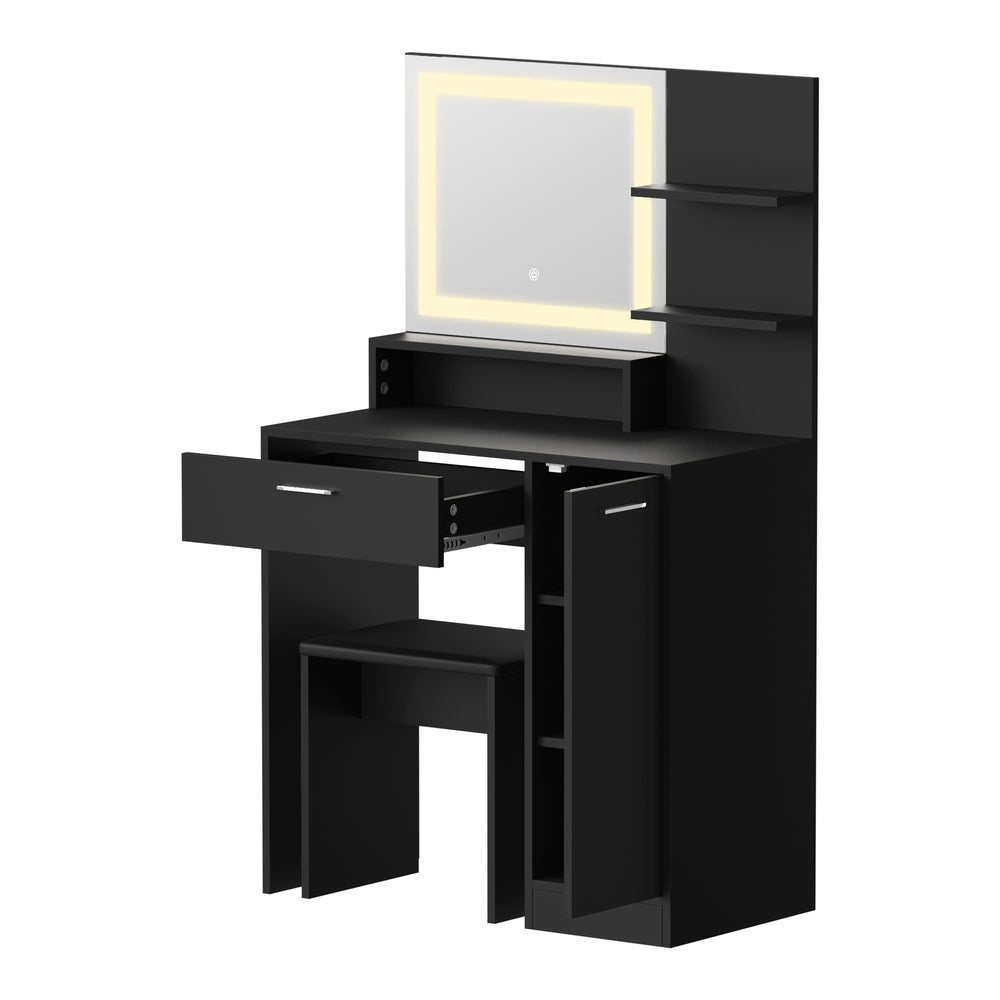 Dressing Table Stool Set LED Light Large Cabinet