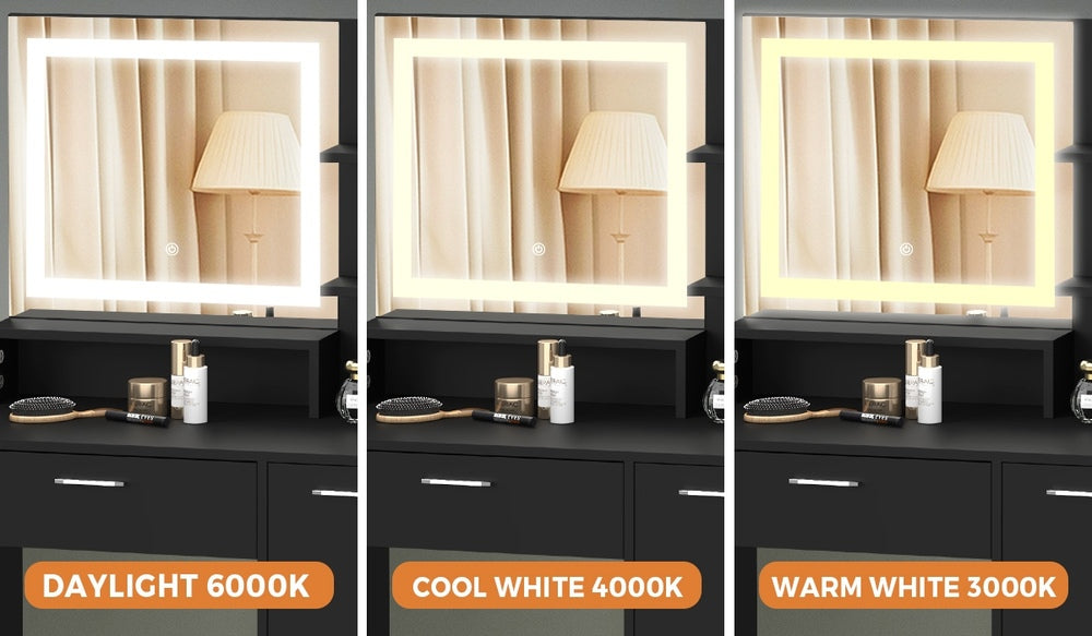 Dressing Table Stool Set LED Light Large Cabinet