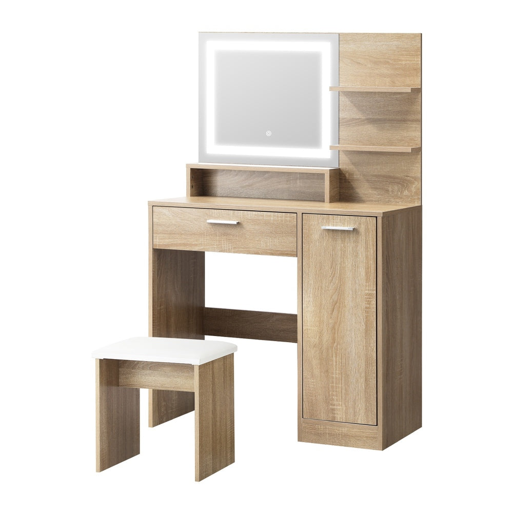 Dressing Table Stool Set LED Light Large Cabinet