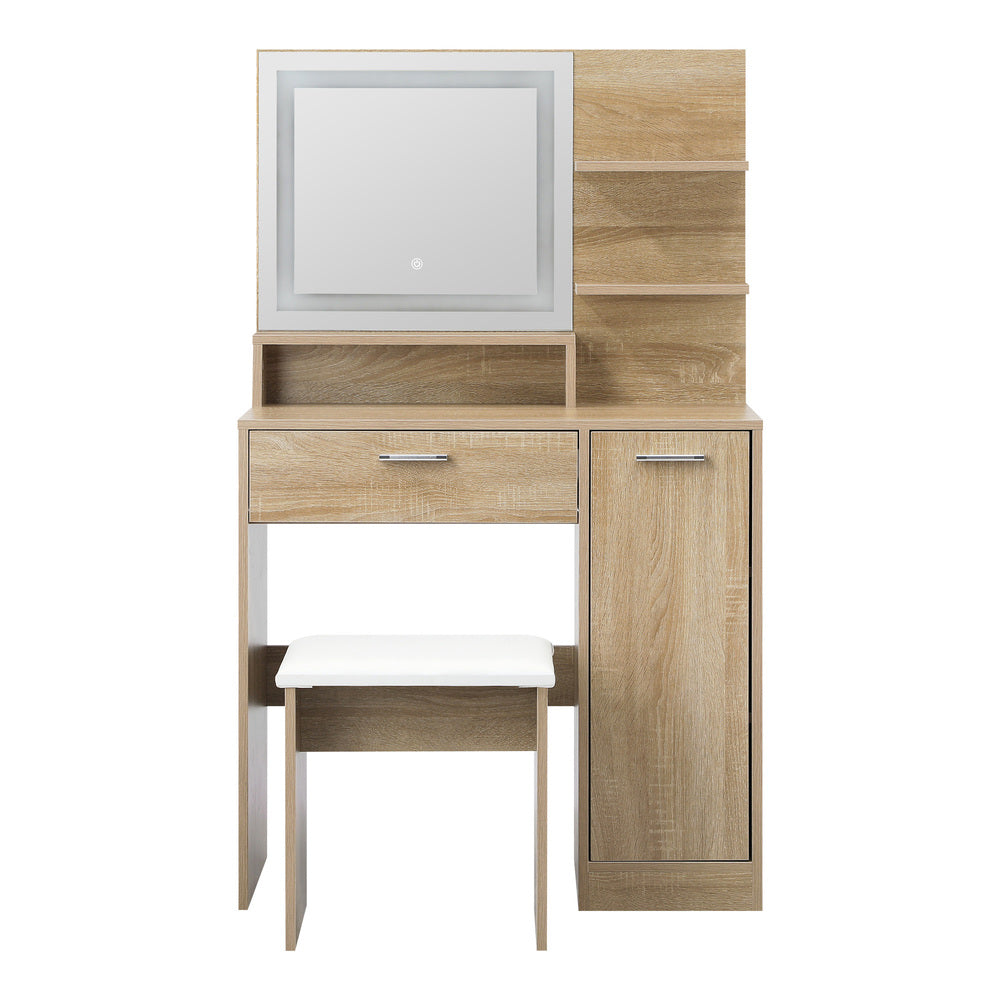 Dressing Table Stool Set LED Light Large Cabinet