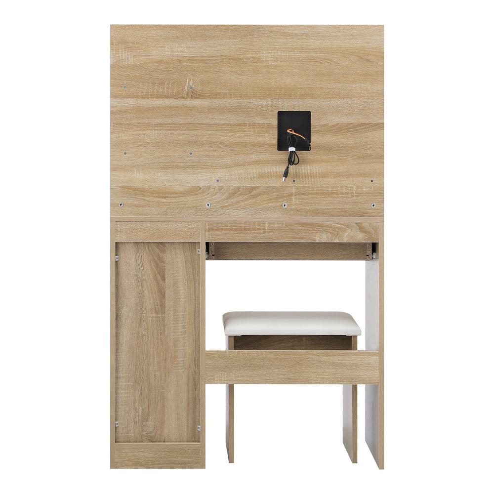 Dressing Table Stool Set LED Light Large Cabinet