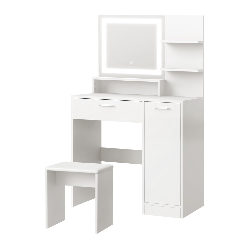 Dressing Table Stool Set LED Light Large Cabinet