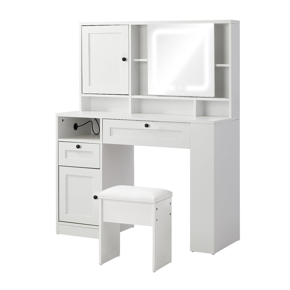 Dressing Table Stool Set LED Mirror Makeup Desk Charging