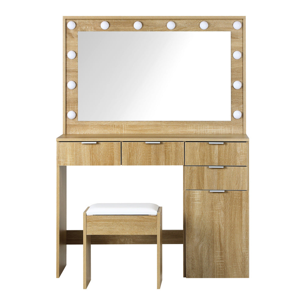 Dressing Table Stool Set Makeup Large Mirror Dresser 12 LED Bulbs