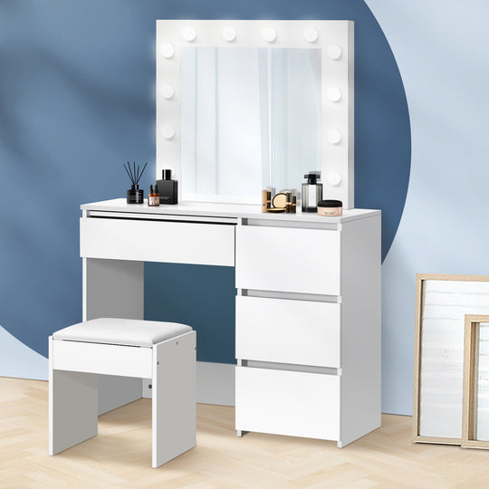 Makeup Desk with Mirror, Storage, and 12 LED