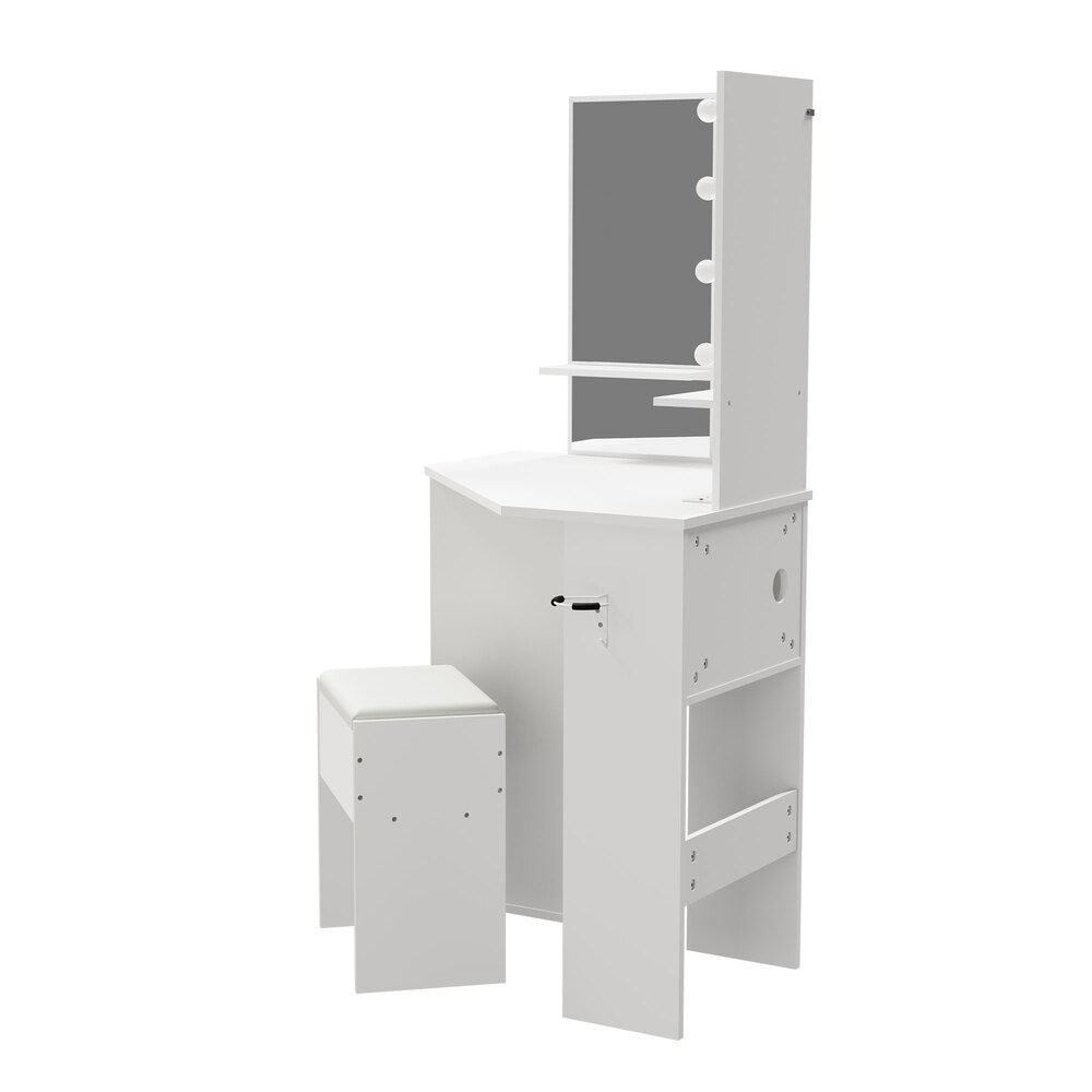 Dressing Table Set White Led 103x50x142cm