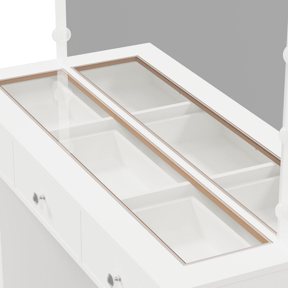 Dressing Table Set White LED Lights 120x35x142cm