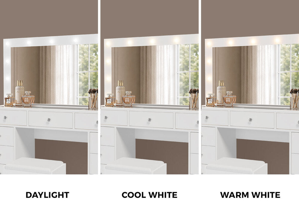 Dressing Table Set White LED Lights 120x35x142cm