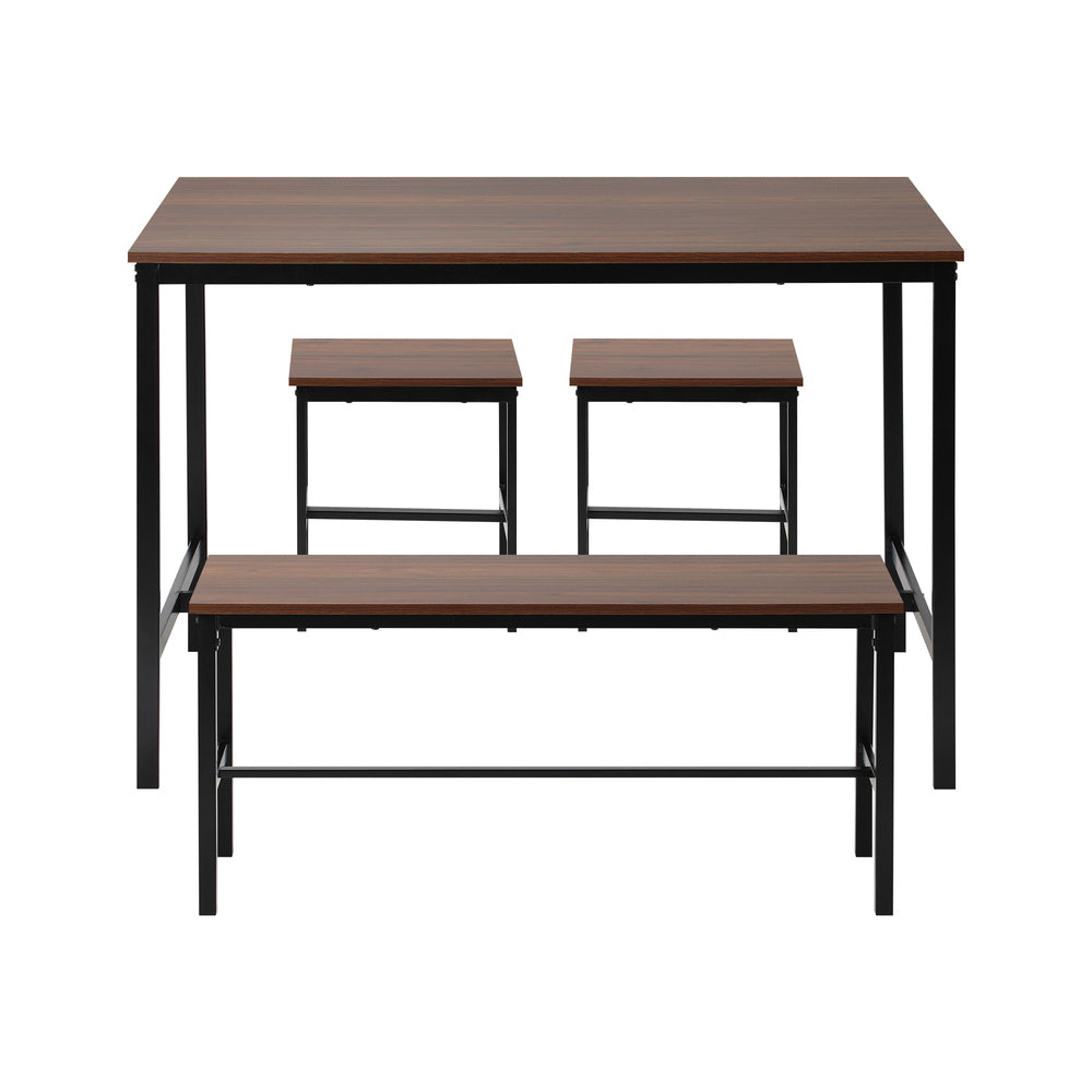 Industrial Dining Table 4 Seaters with Kitchen Bench Chairs Natural