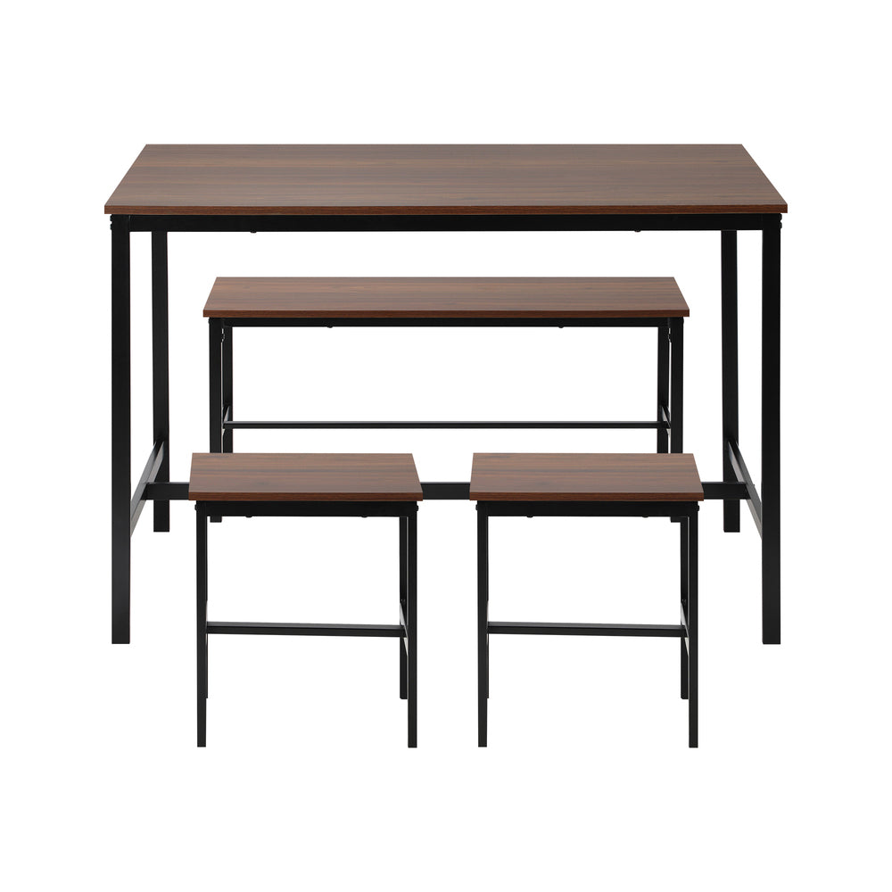 Industrial Dining Table 4 Seaters with Kitchen Bench Chairs Natural