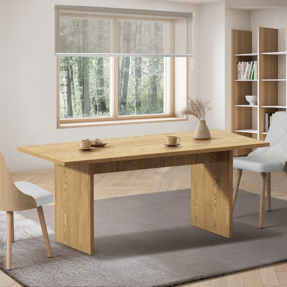 180cm Dining Table Rectangular Timber Natural/White