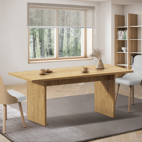 180cm Dining Table Rectangular Timber Natural/White