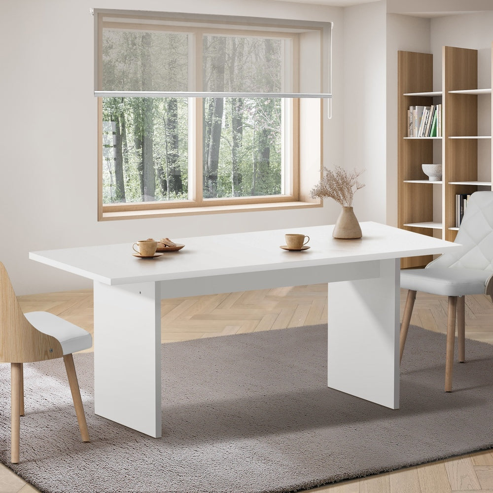 180cm Dining Table Rectangular Timber Natural/White