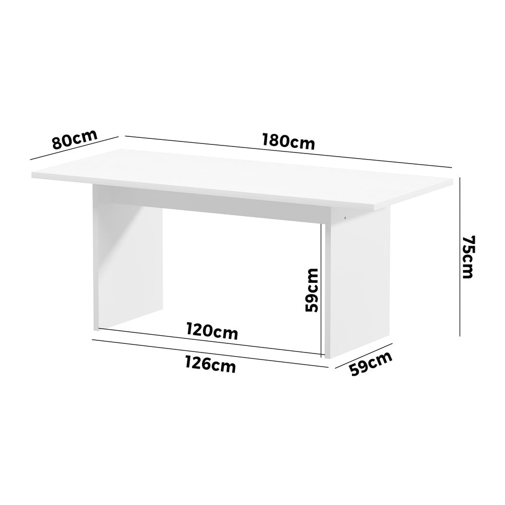 180cm Dining Table Rectangular Timber Natural/White