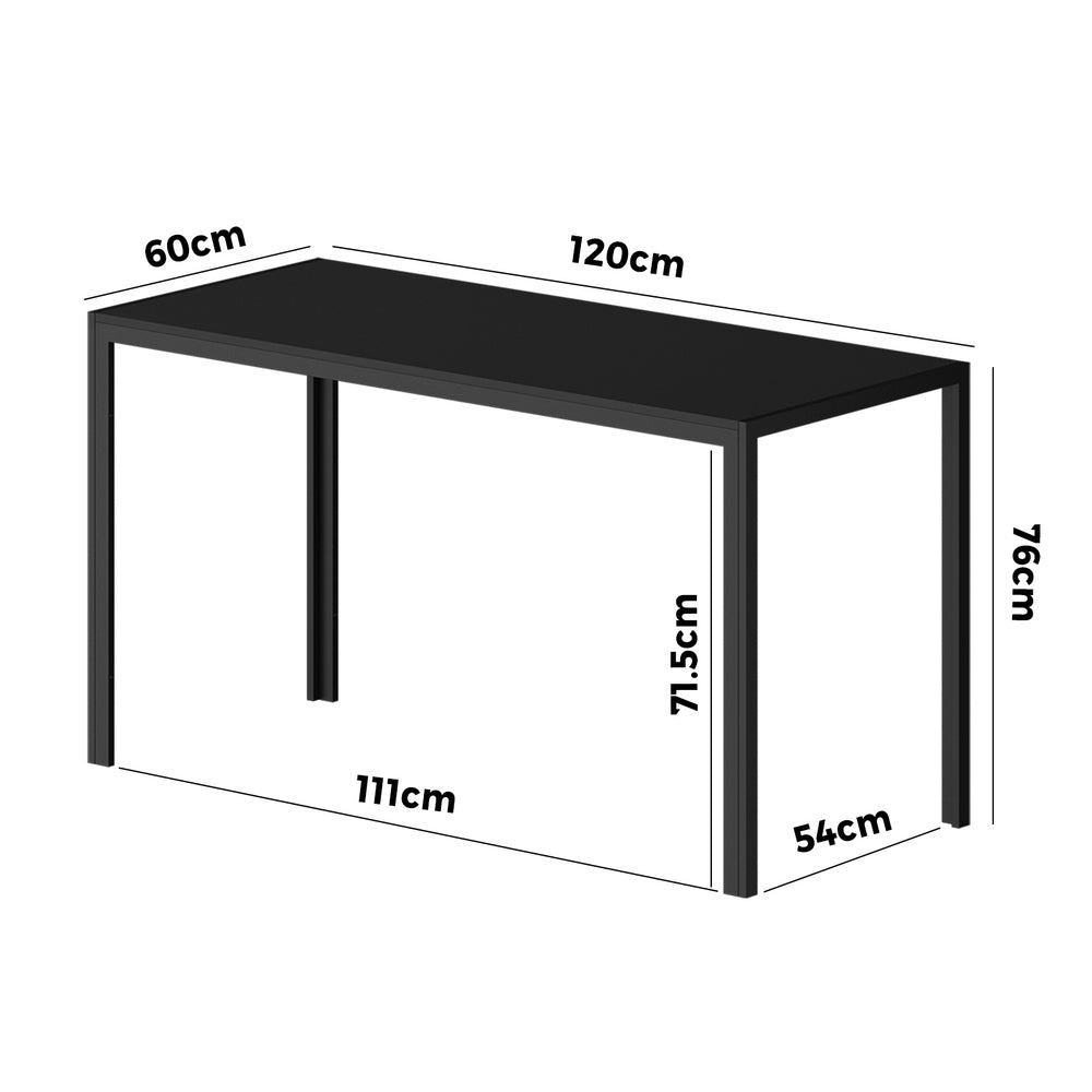 A Durable Rectangular Dining Table with Metal Leg