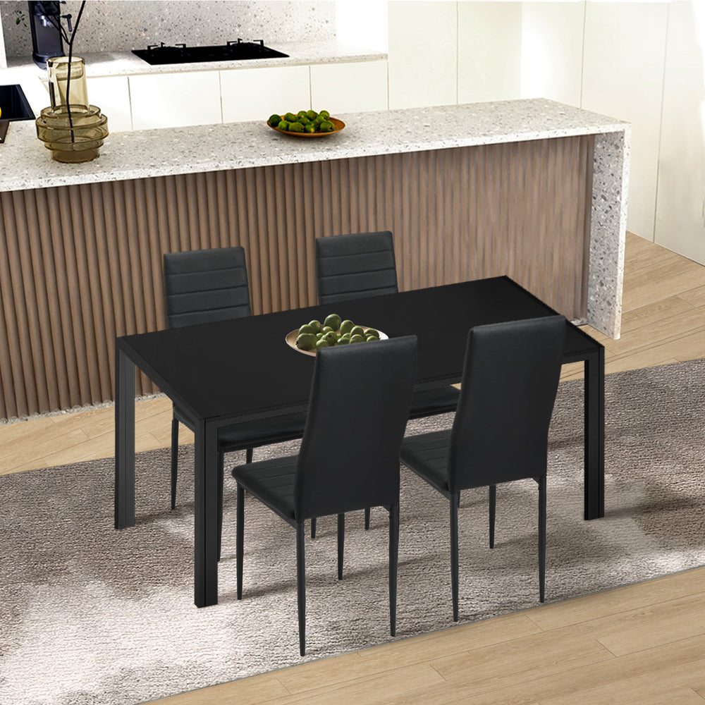 A Durable Rectangular Dining Table with Metal Leg