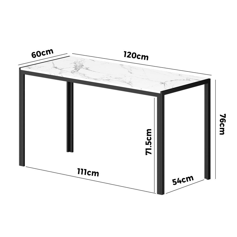 A Durable Rectangular Dining Table with Metal Leg