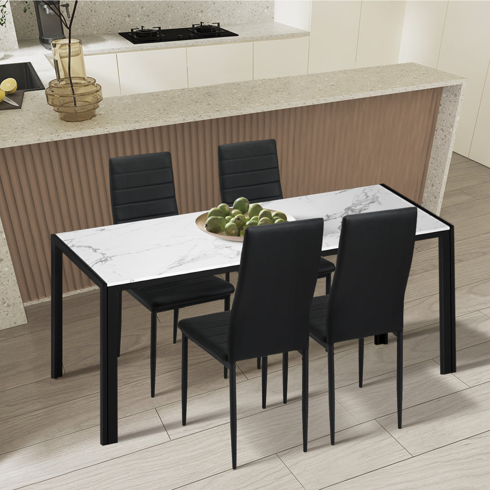 A Durable Rectangular Dining Table with Metal Leg