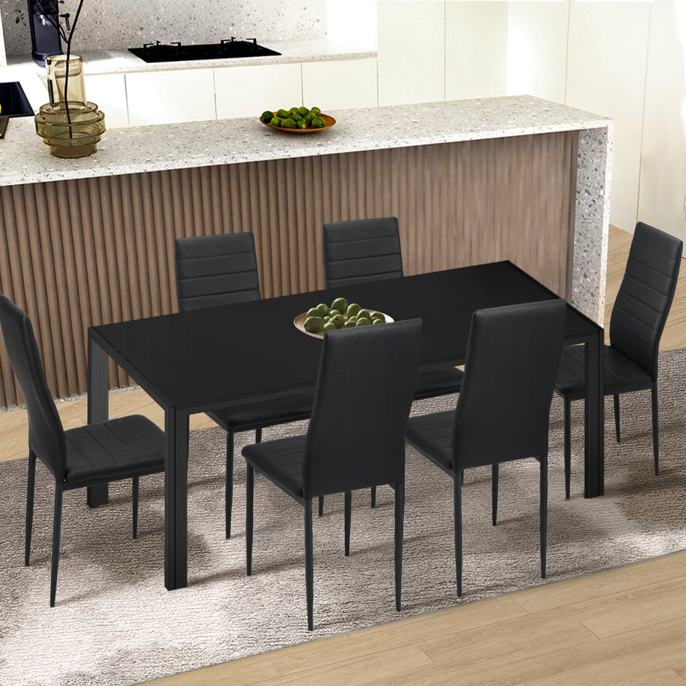 A Durable Rectangular Dining Table with Metal Leg