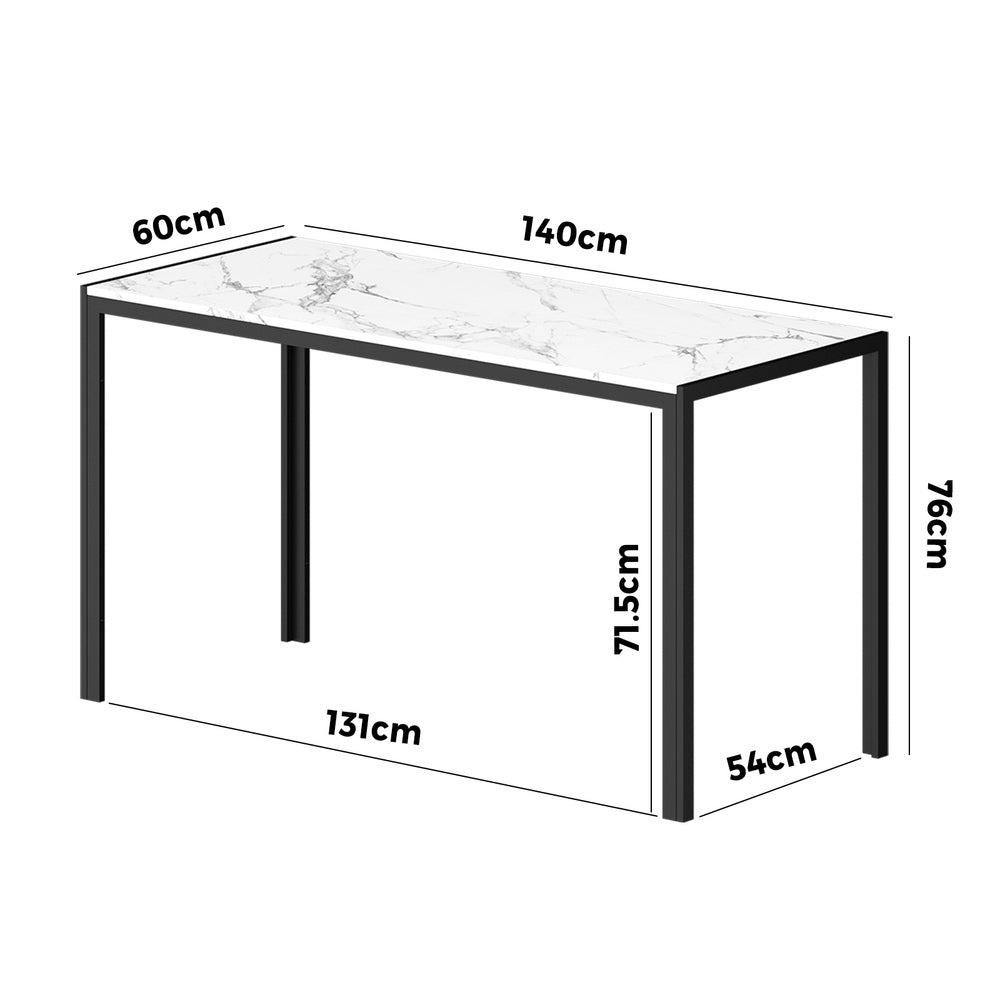 A Durable Rectangular Dining Table with Metal Leg