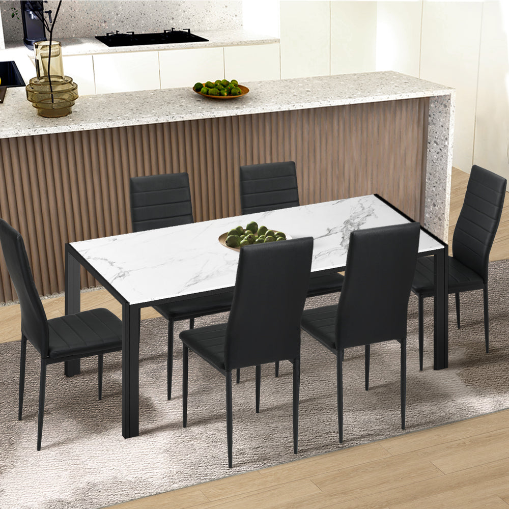 A Durable Rectangular Dining Table with Metal Leg