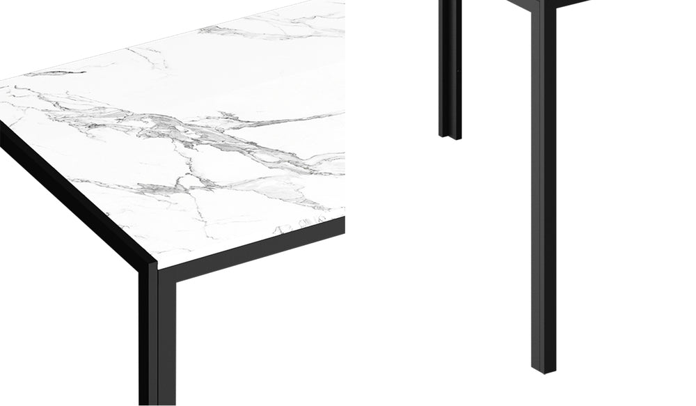 A Durable Rectangular Dining Table with Metal Leg