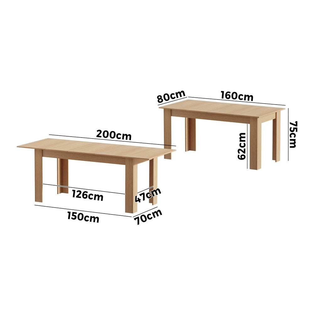 200cm Extendable Dining Table Cafe Natural/White