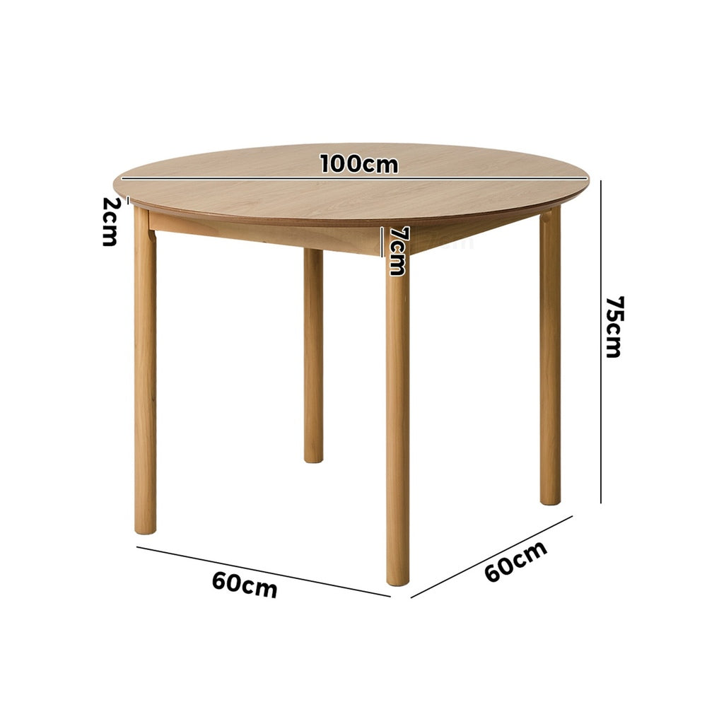 Wooden Dining Table 100cm Round Table 4 Seater Black
