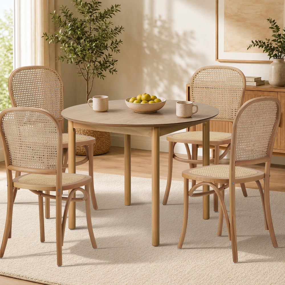 Wooden Dining Table 100cm Round Table 4 Seater Black