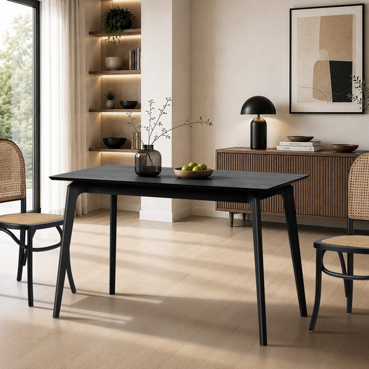 Black Dining Table 120cm 4 Seater Rectangular - Dining Table