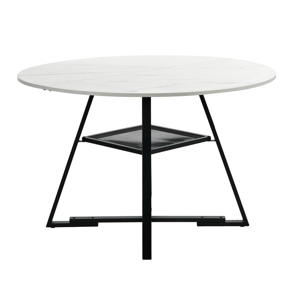Round Dining Table 120cm Marble Effect Wooden Kitchen Furniture Home Dining