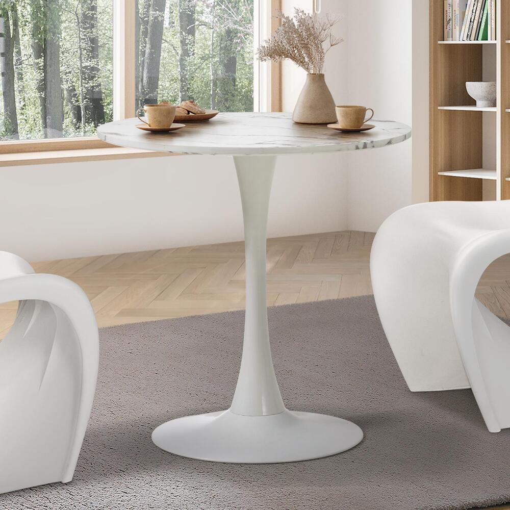 60cm Dining Table Marble Tulip Shape White&Black