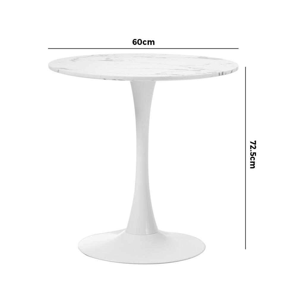 60cm Dining Table Marble Tulip Shape White&Black