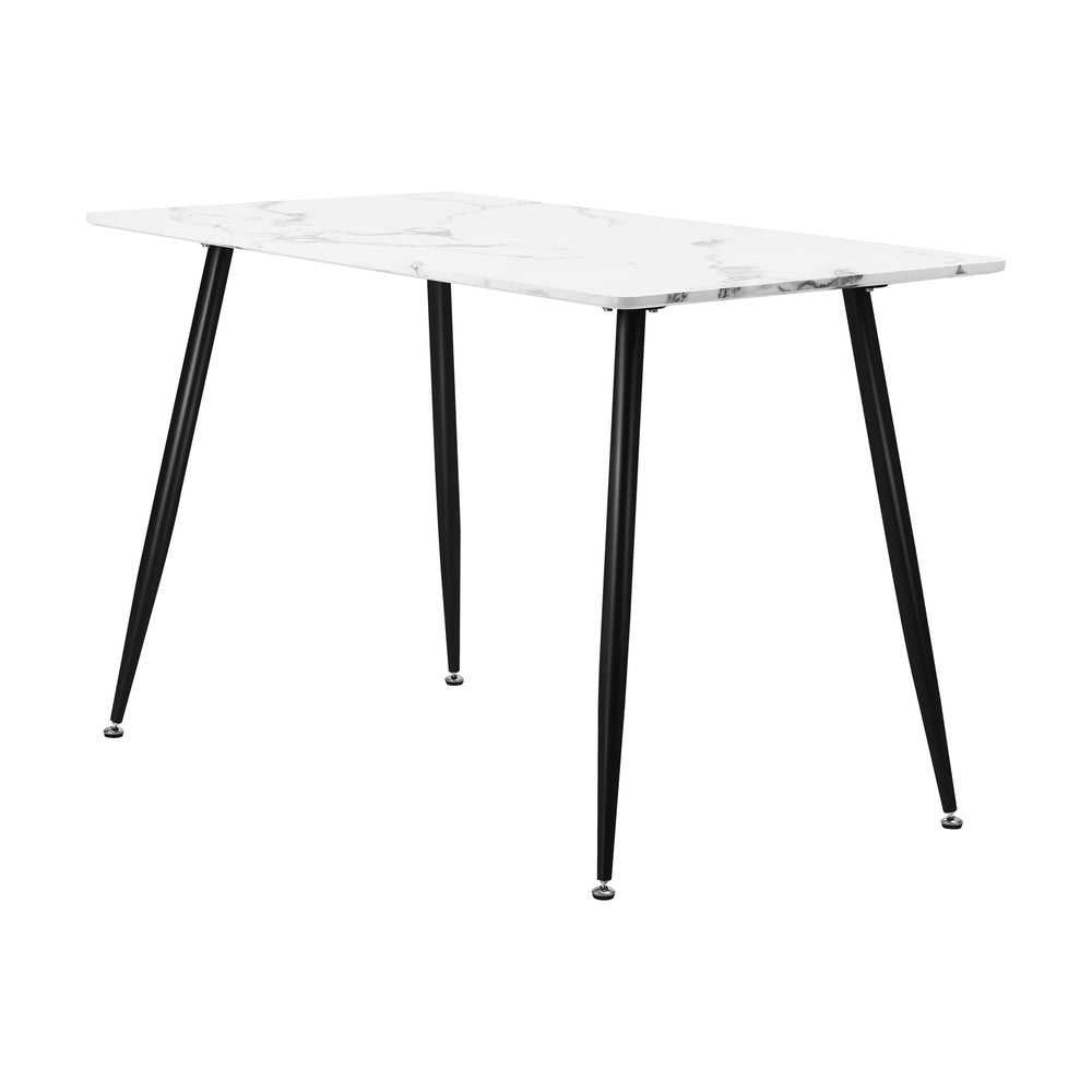 120cm Dining Table Rectangle Wooden Table With Marble Effect Metal Legs