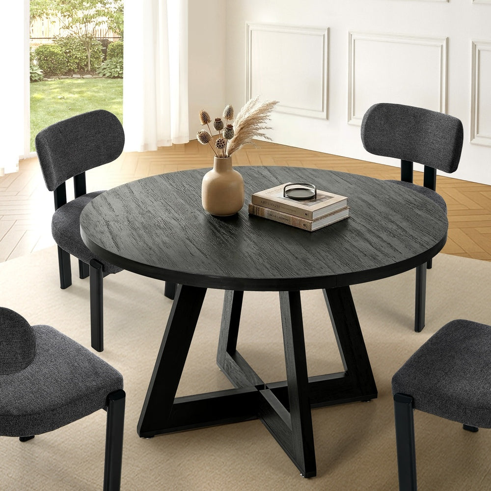 Round Dining Table 120cm Black Wooden | Simpledeals