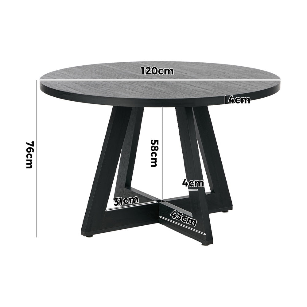 Round Dining Table 120cm Black Wooden | Simpledeals