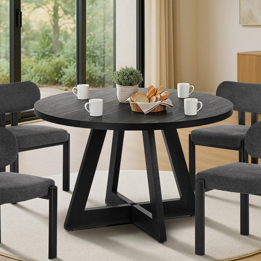 Round Dining Table 120cm Black Wooden | Simpledeals