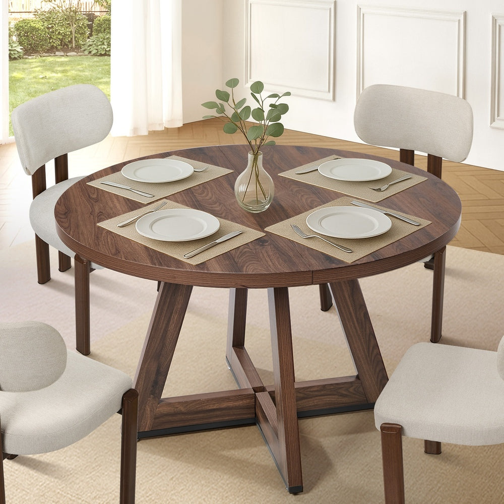 Round Dining Table Walnut Finish