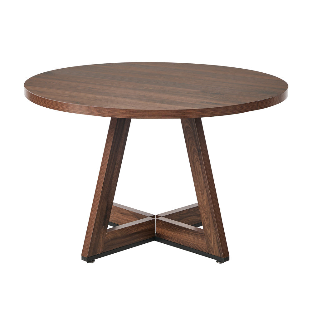 Round Dining Table Walnut Finish