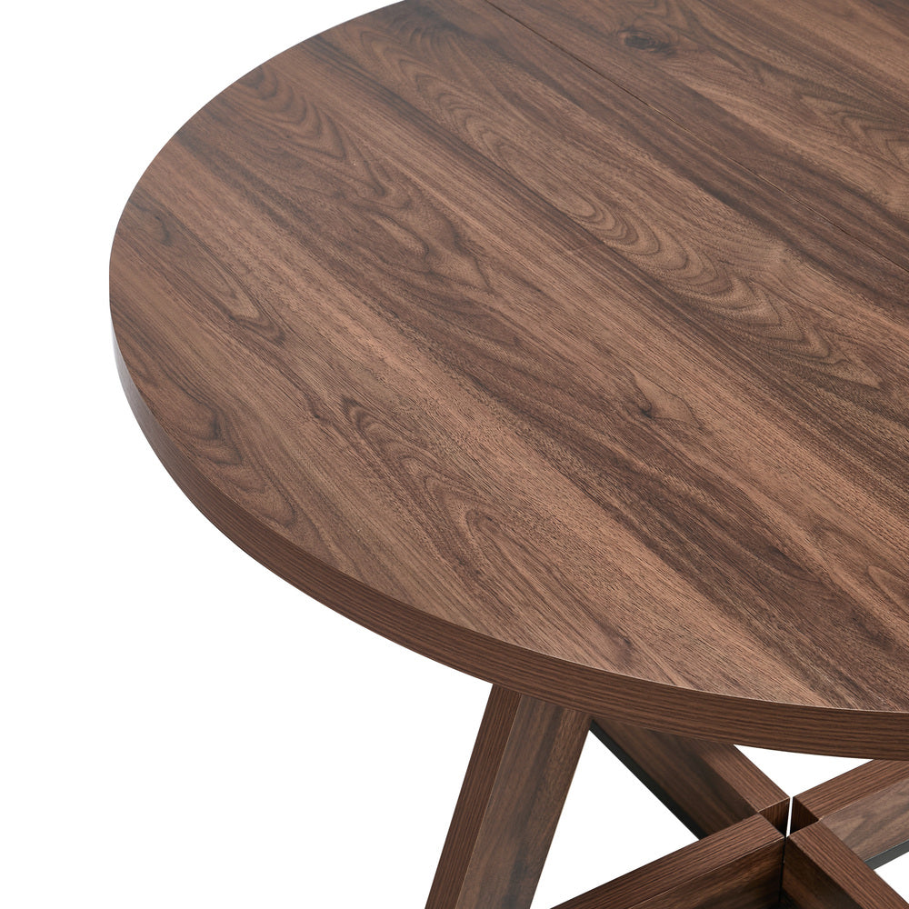 Round Dining Table Walnut Finish
